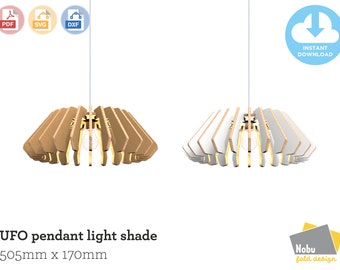 Ufo Pendant Lightshade Template / 505mm(dia) x 170mm(h) / 3,5,10mm Thicknesses / PDF, SVG, DXF / A4 & A3 Print Out Template