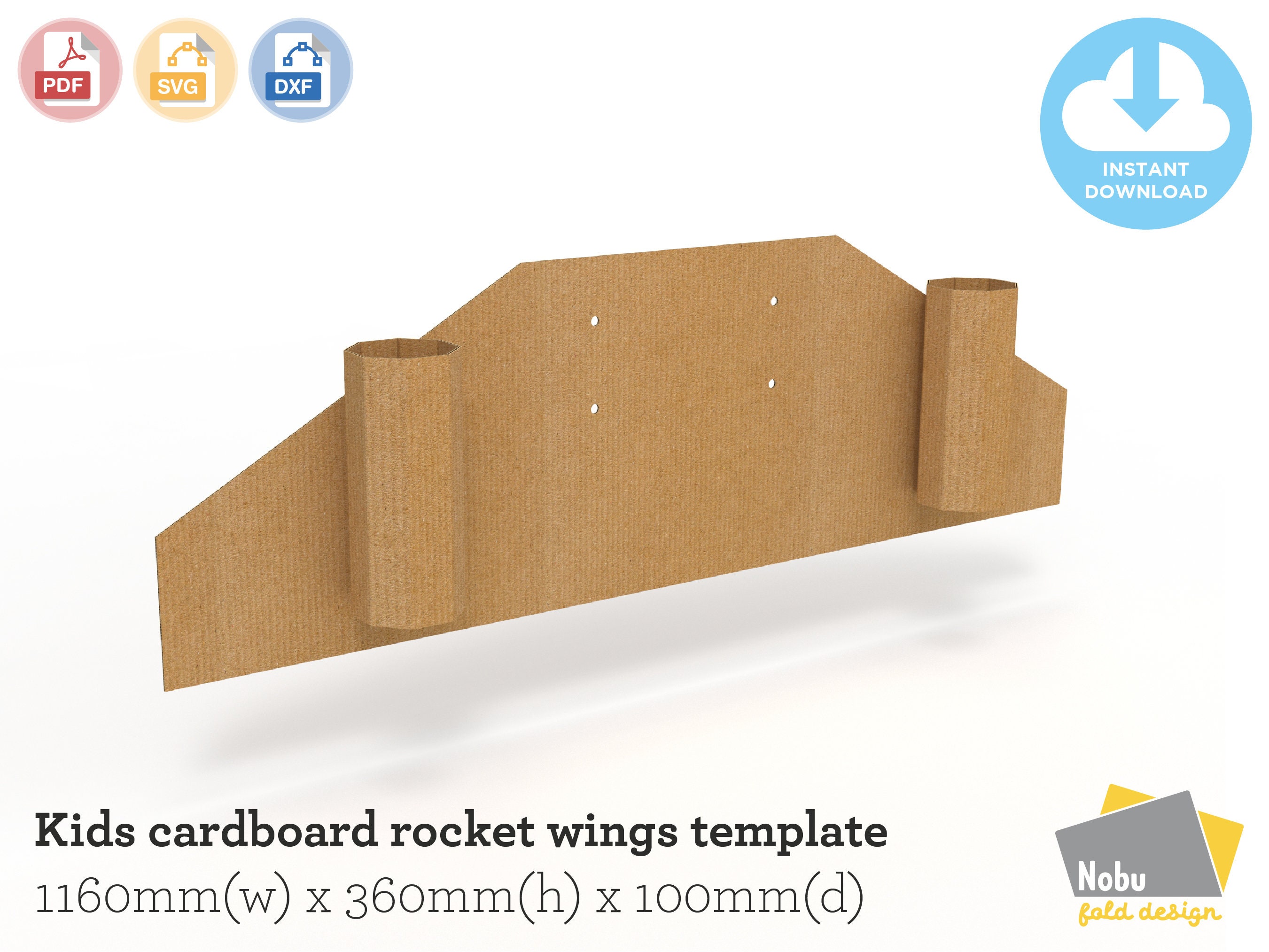 Kids Cardboard Rocket Wings Template / 1160mmw x 360mmh x - Etsy España