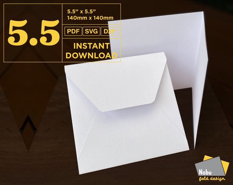 5.5 Square Greeting Card & Envelope Template 5.5 X 5.5 / Etsy Australia