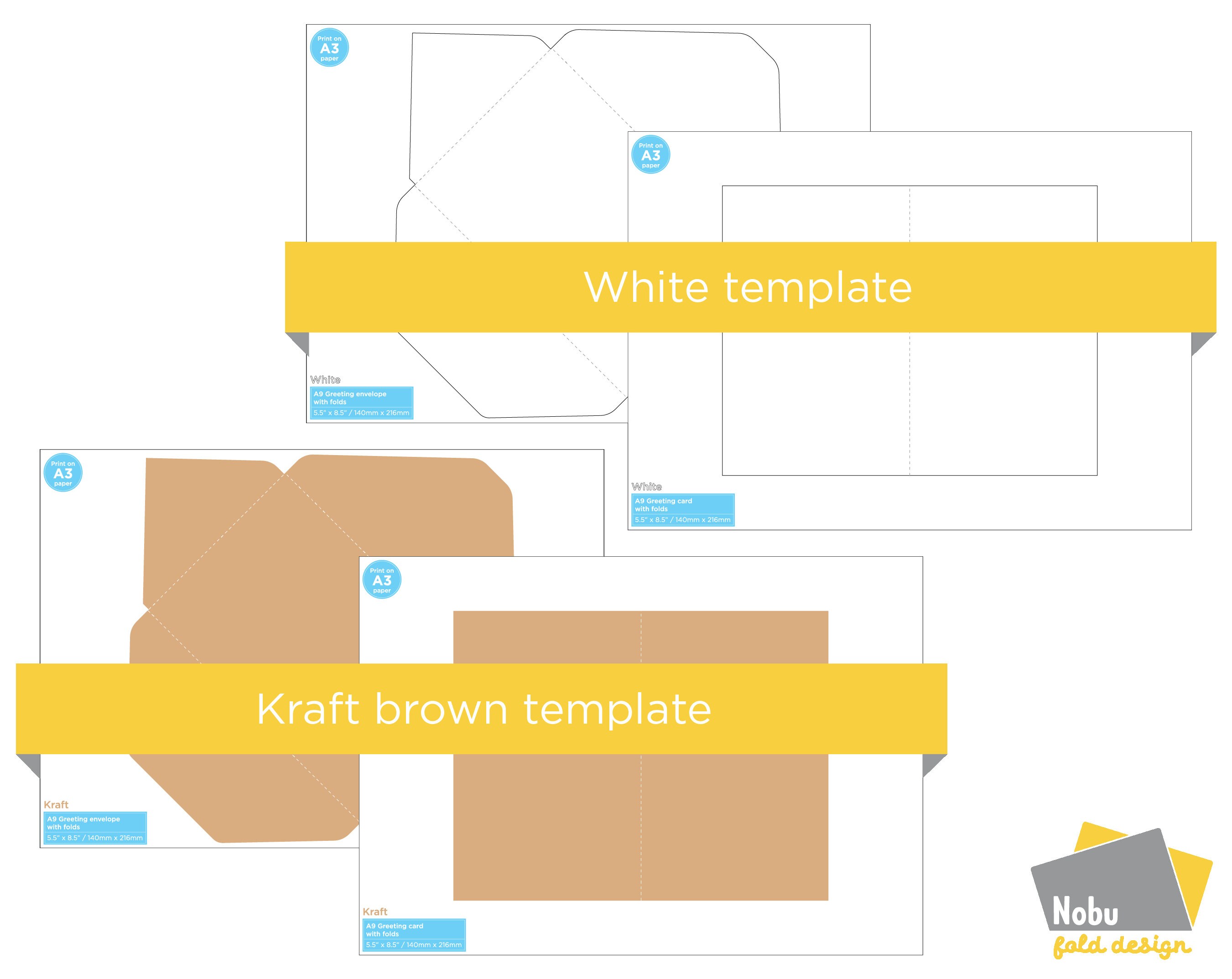 A9 Greeting Card & Envelope Template / 5.5 X 8.5 / 140mm X Etsy