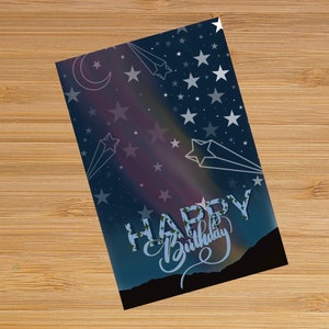 Tarjeta de feliz cumpleaños {estrellas-Montaña} / Tarjeta de cumpleaños