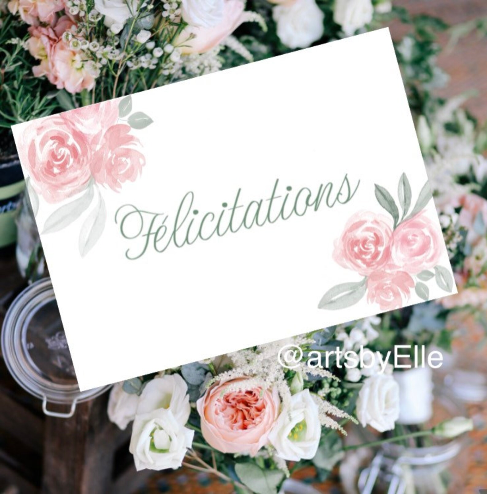 Félicitations Carte /Fleurs Aquarelle | Etsy