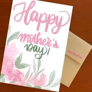 ¡Feliz Día de la Madre! Tarjeta de caligrafía de acuarela/ tarjeta del día de la madre