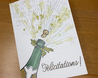 Félicitations Carte  / (Graduation) -French/ Option also available in English blank greeting card