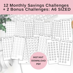 Monthly Savings Challenges (12+2 Bonus) | A6 Size