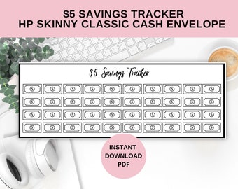 Five Dollar Savings Cash Envelope Insert | Skinny HP Size