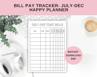 July-December BILL PAY TRACKER