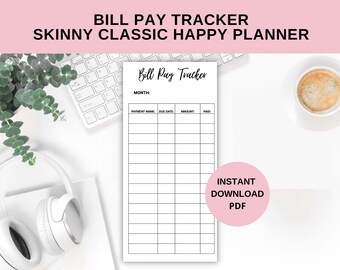 Monthly Bill Pay Tracker- Happy Planner Sized