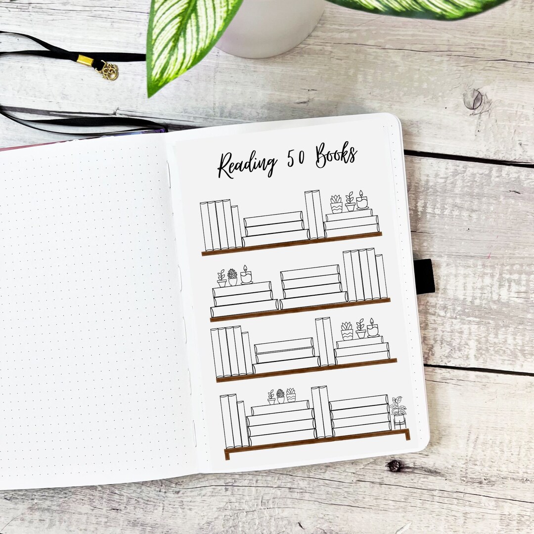 Printable Book Shelf A5 Planner 50 Books - Etsy