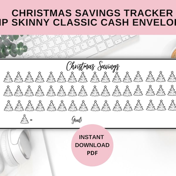 Christmas Savings Cash Envelope Insert | Skinny HP Size