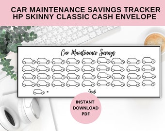 Car Maintenance Savings Cash Envelope Insert | Skinny HP Size