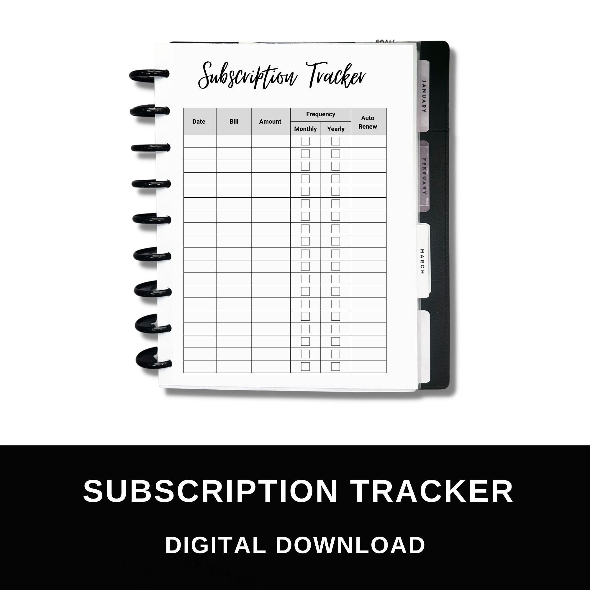 Subscription Tracker - Etsy