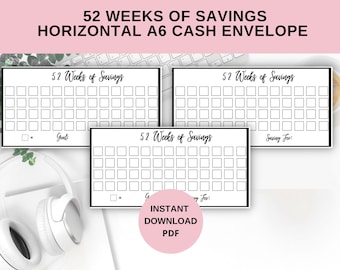 52 Weeks of Savings Challenge Cash Envelope Insert