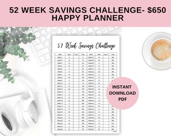 52 Week Savings Tracker 650