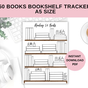 Printable Book Shelf A5 Planner- 50 Books