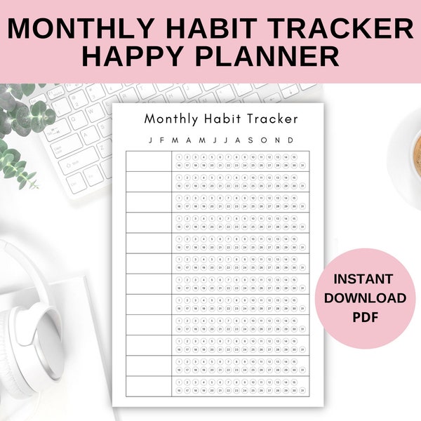Monthly Habit Tracker- Happy Planner