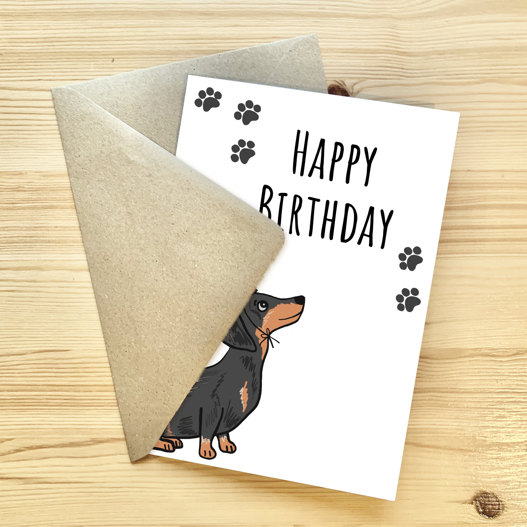 Dachshund Dog & Present Birthday Card - Oakhill Veterinary Group - Windermere Vets