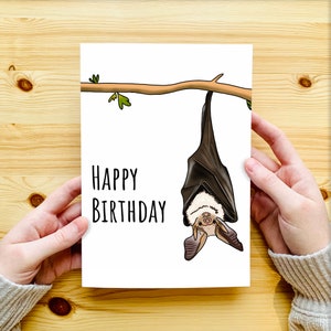 Bat Birthday Card - UK - Happy Birthday - Bat Card - Funny Card for Dad, for Him, for Her, for Kids - Halloween Card - Autumn - Fall