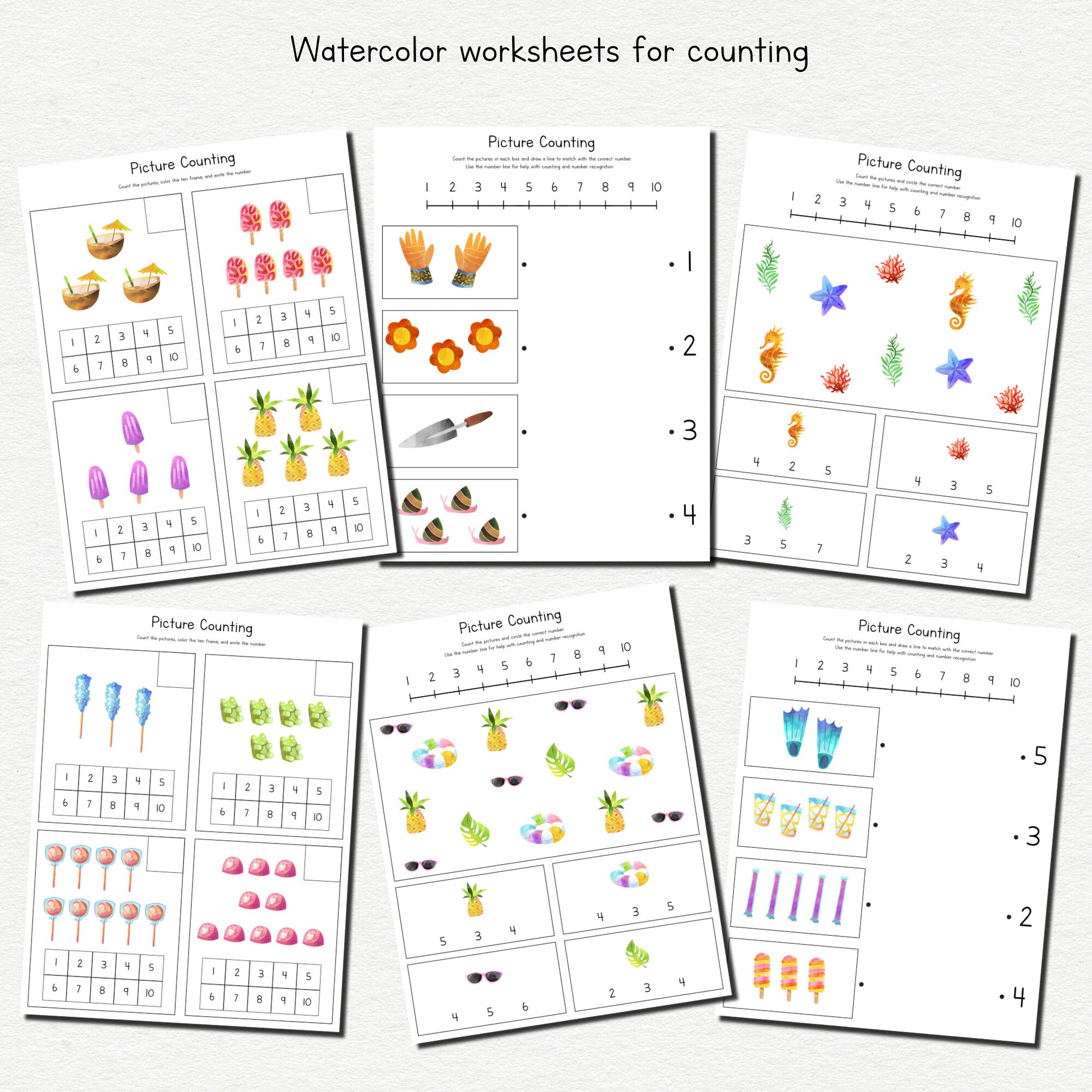 Pre-K Math and Counting Worksheets for Preschool. Printable | Etsy