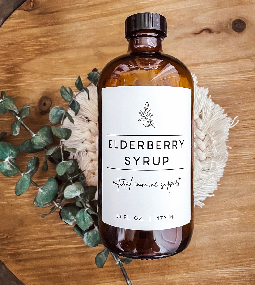 Elderberry Syrup Label | for 8 Oz Bottle | Holistic Home Labels - Etsy