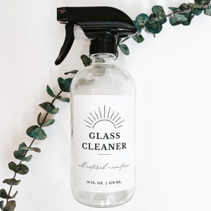 Glass Cleaner Label | PRINTED | for 16 oz bottle | Essential Oil Labels