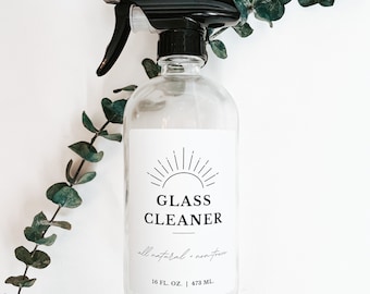 Glass Cleaner Label | PRINTED | for 16 oz bottle | Essential Oil Labels