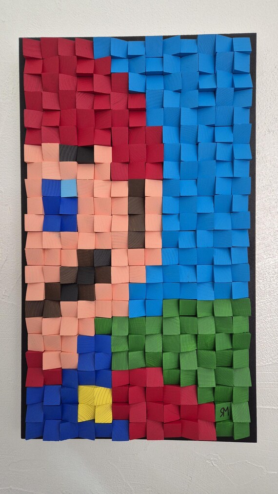 Mario & Luigi Pixel Art Wood - Etsy