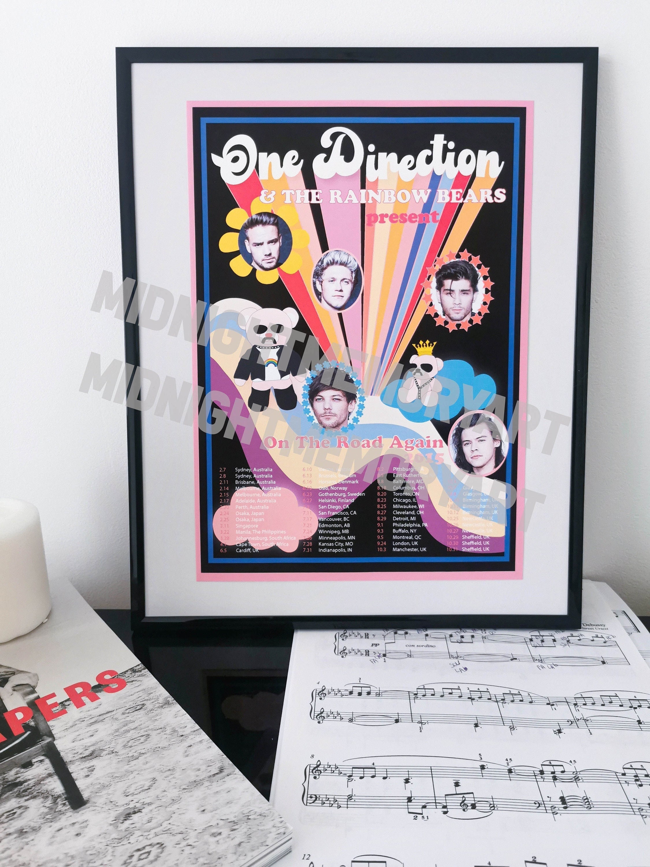 Affiche 1D Rbb | One Direction et Les Ours Arc-En-Ciel A4 d'impression de Musique Non Encadrée Affic