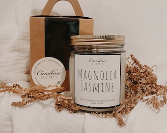 Magnolia Jasmine Candle | Scented Handcrafted Candle | 100% Natural Soy Candle