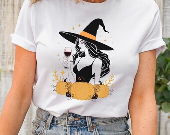 Unisex Halloween Witch Graphic Tee, Spooky T-Shirt, Fall Fashion, Halloween Party Outfit, Witchy Vibes, Unisex Short Sleeve Shirt