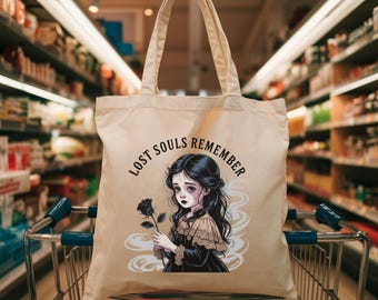 Gothic Art Cotton Tote Bag, Eco-Friendly Bag, Stylish Grocery Tote, Gift for Book Lovers, Art Lover Tote