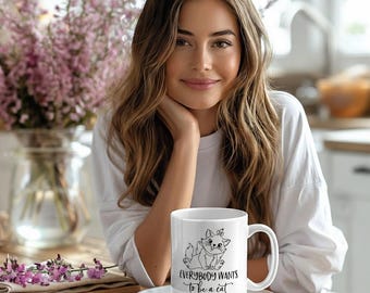 Whimsical Cat Lover Mug, Cute Cat Coffee Cup, Pet Lover Gift, Animal Lover Mug, Cat Themed Mug, Cat Mom Gift, Funny Mug