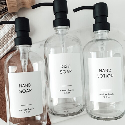 Hand and Dish Soap Dispensers clear Glass Bottle With Etsy Canada