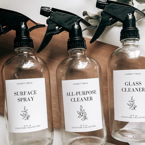 Glass Cleaning Bottles With Sprayer Clear 16oz Glass Bottle Etsy