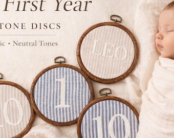 Disques bébé 5 po. Prénom de bébé | Faire-part de bébé | Accessoires photo mensuels pour bébé | Marqueurs bébé | Cadeau de baby shower | 1-12 mois