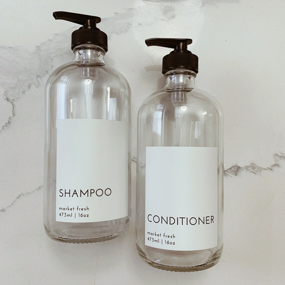 Shampoo and Conditioner Dispensers Clear 16 Ounce Glass Etsy