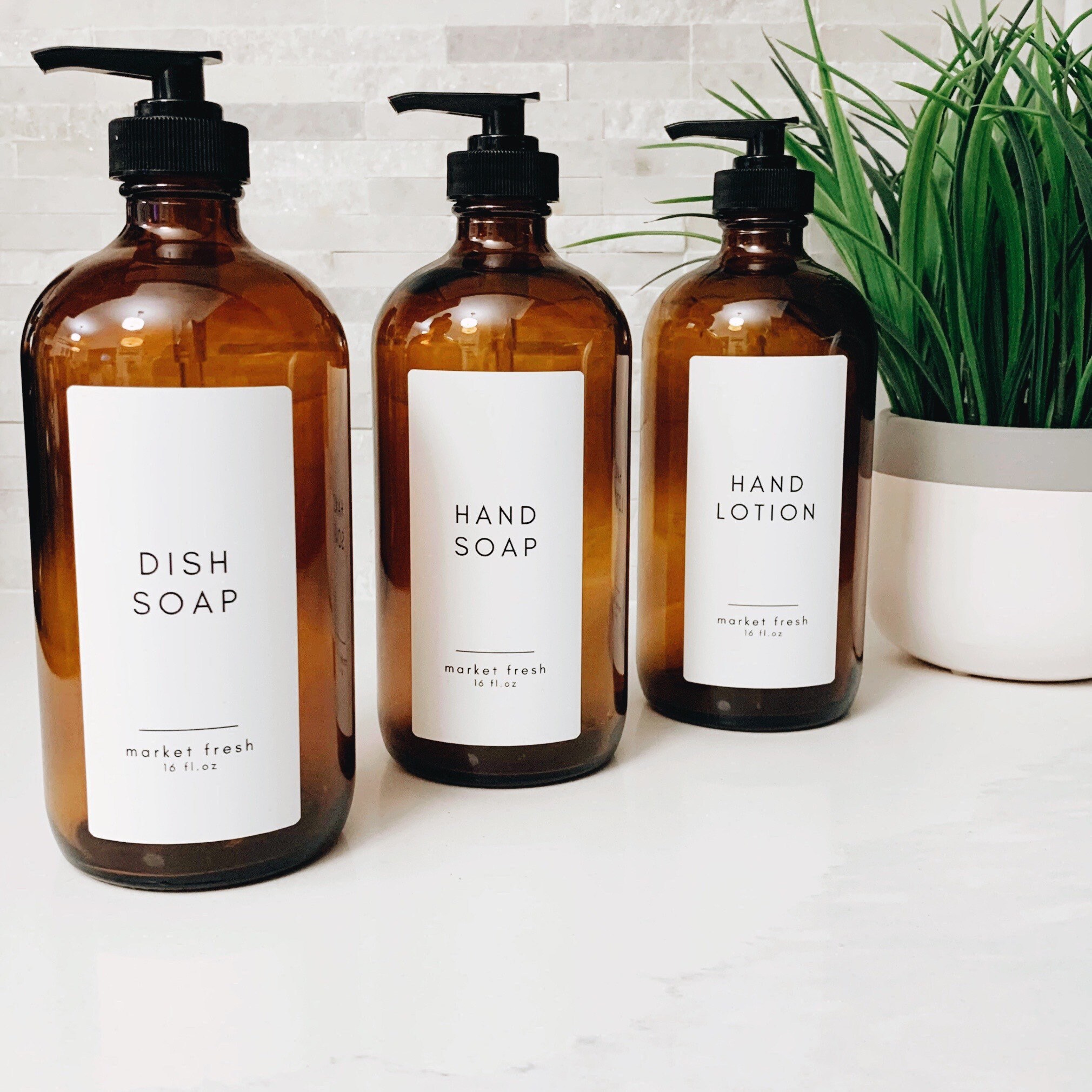 Hand and Dish Soap Dispensers Amber 16oz Glass Bottle with Etsy