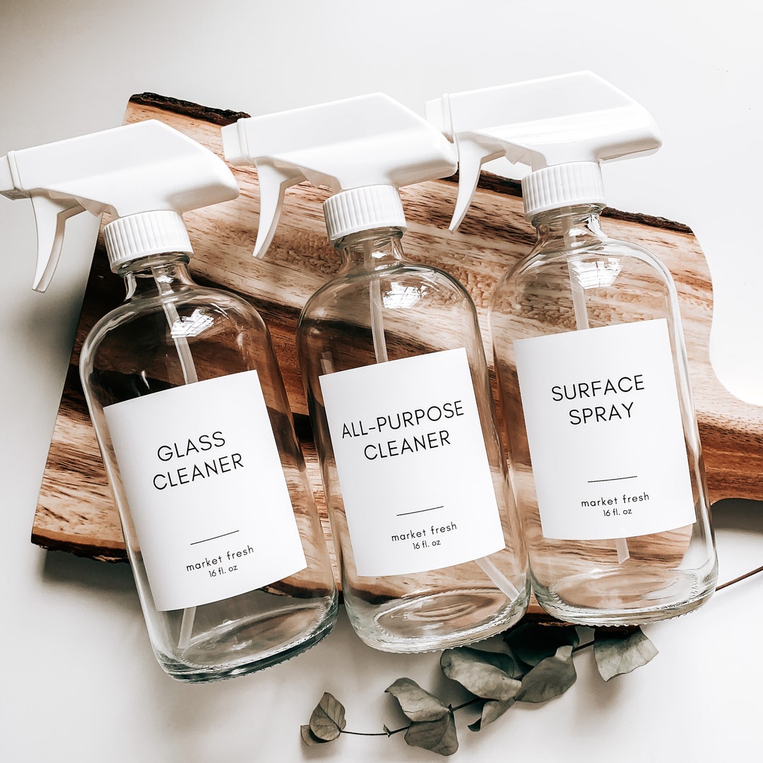 Glass Cleaning Bottles With Sprayer Clear 16oz Glass Bottle Etsy