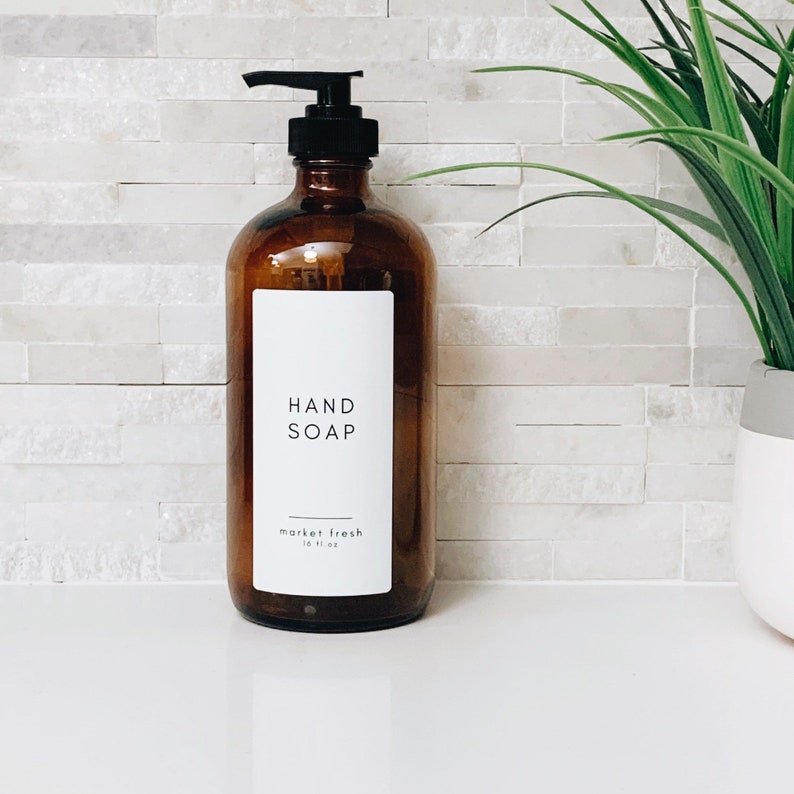 Hand and Dish Soap Dispensers Amber 16oz Glass Bottle With Etsy