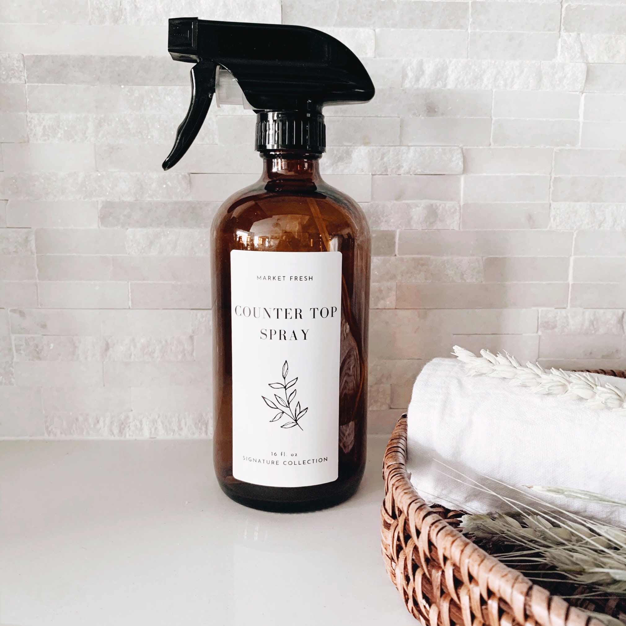 Glass Cleaning Bottles With Spray Amber 16oz Glass Bottle Etsy Canada