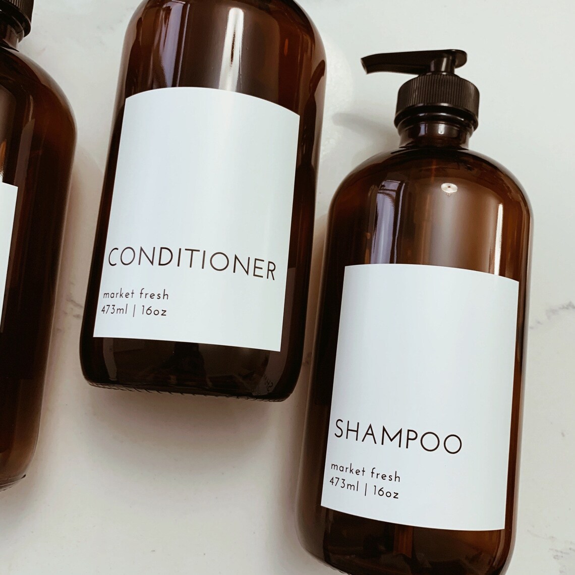 Shampoo and Conditioner Bottles Amber 16 Ounce Glass Bottle Etsy