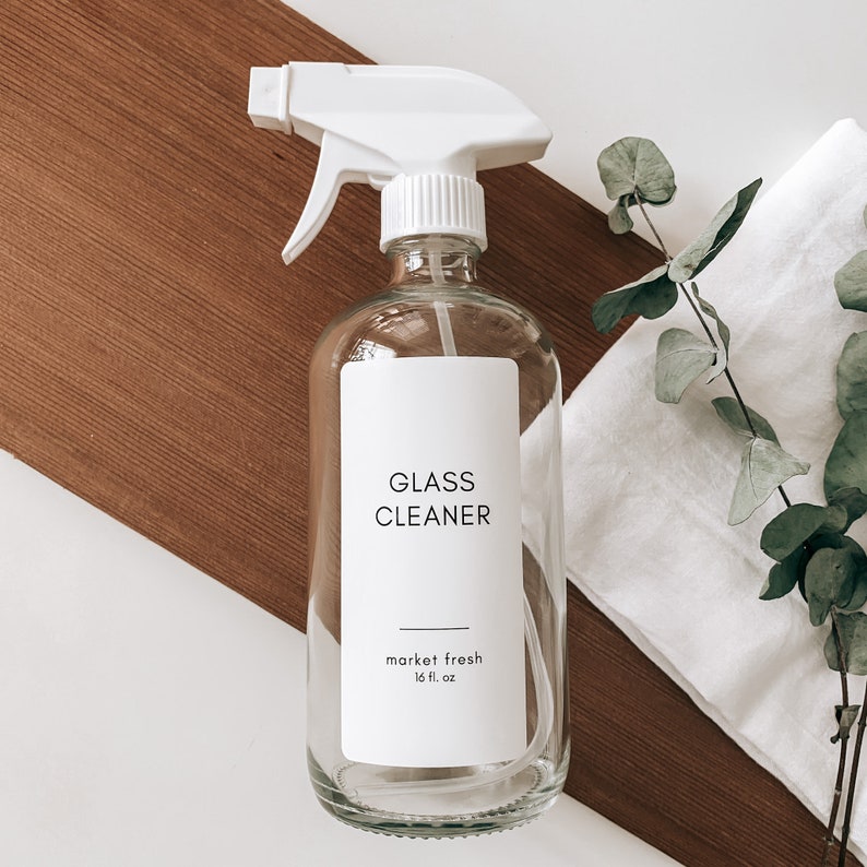Glass Cleaning Bottles With Sprayer Clear 16oz Glass Bottle Etsy