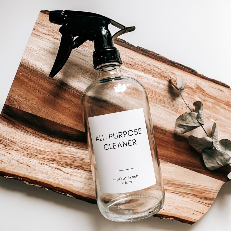 Glass Cleaning Bottles With Sprayer Clear 16oz Glass Bottle Etsy