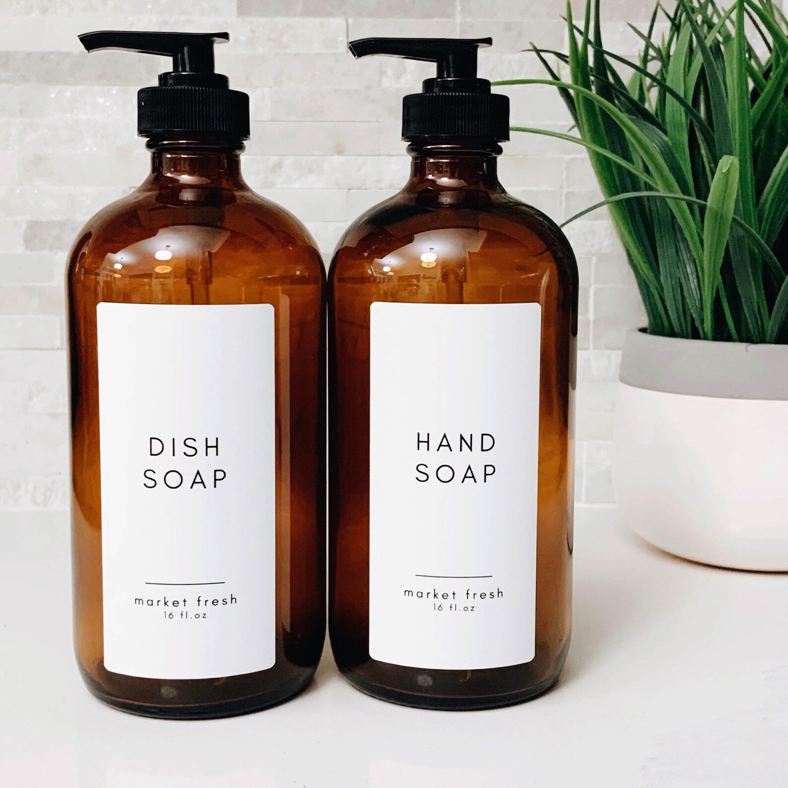 Hand and Dish Soap Dispensers Amber 16oz Glass Bottle with Etsy