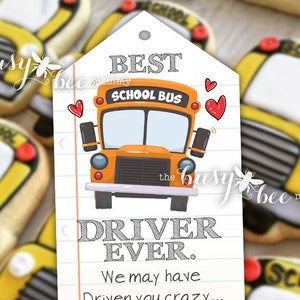 School Bus Driver Gift Tags / Book Marks Easy DIY Printable Gift Tags for School Bus Driver Appreciation Gift image 1