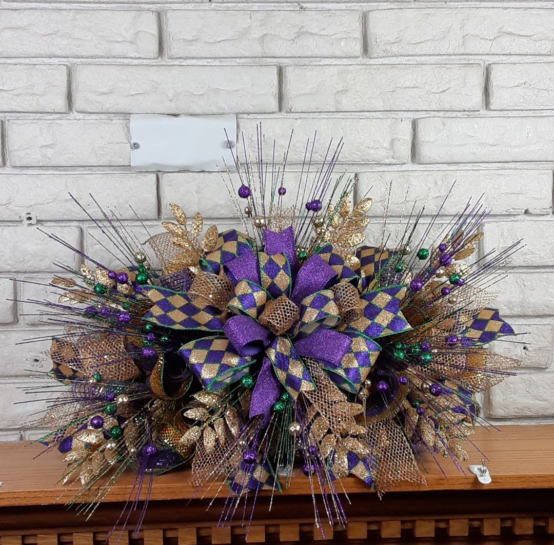 Mardi Gras Swag Centerpiece for Table, Mardi Gras Decorations for Home