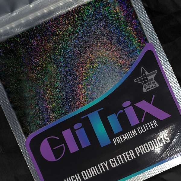 Glitrix Black Glitter, Glitter For Tumbler, .004mm Fine Glitter, Hair & Body Glitter, Resin Glitter, Holographic Glitter, Craft Glitter
