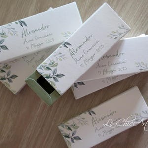 Set Scatola portaconfetti comunione rose, sicilia, eucalipto