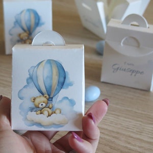 Set Di 20 Portaconfetti A Forma Di Orsetto Con Bavaglino - Per Battesimi, Nascite, Bomboniere, Colore Azzurro