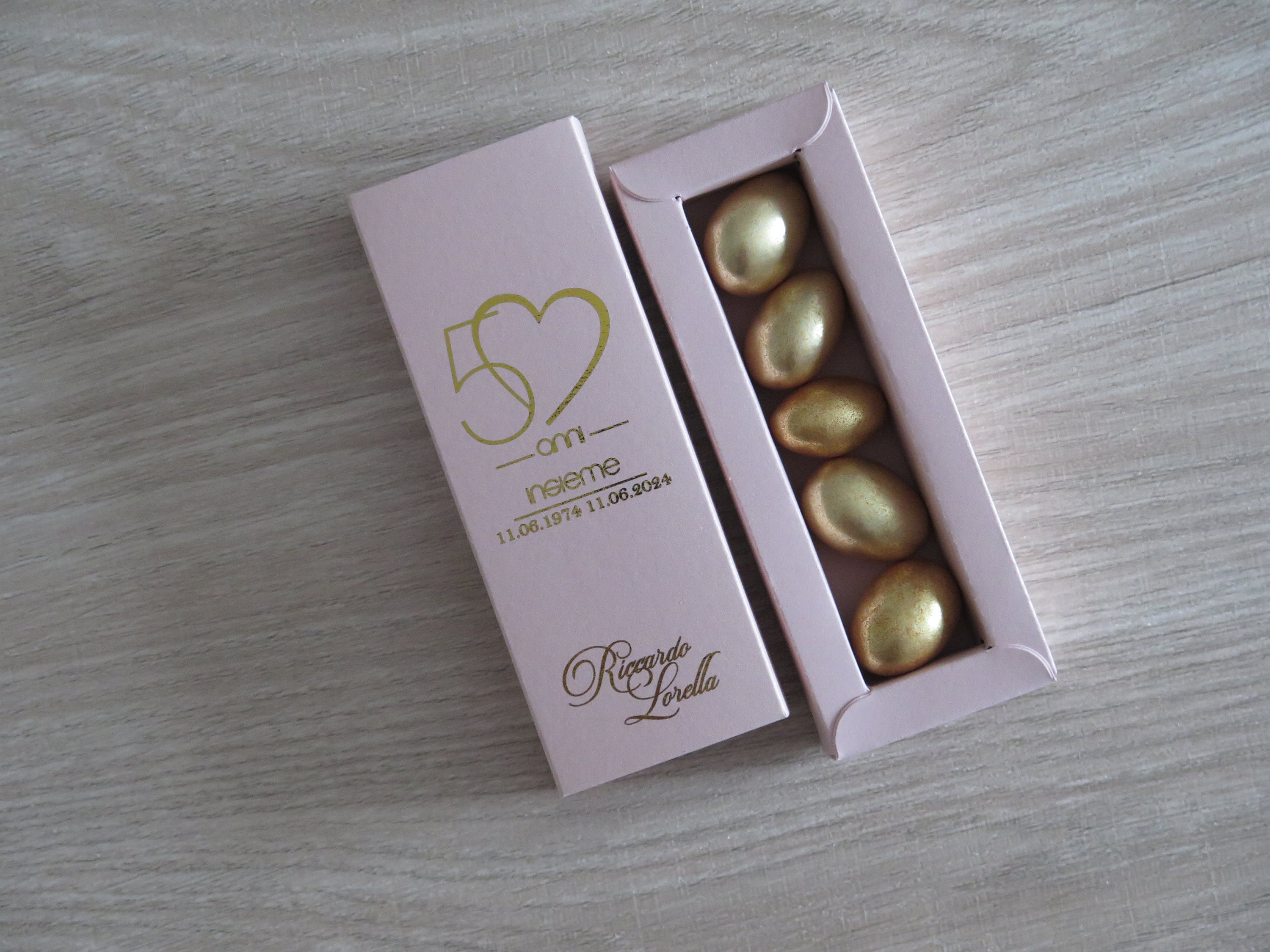 50 Scatoline Bomboniere Oro - 6.5x3.8x8.5 Cm Per Matrimoni, Compleanni